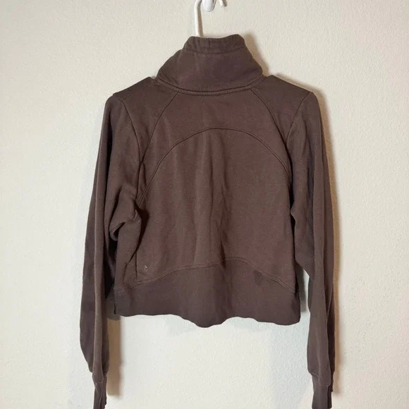 All in Motion Brown Quarter Zip Cropped Pullover Sweatshirt Small Funnel Neck - Picture 5 of 5